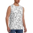 thumbnail image 1 of Goofa Black White Music Printed Men's Sleeveless T-Shirt - Athletic Gym Workout Tank Top for Men - Moisture-Wicking, UPF 30+ Quick-Dry Muscle Tee-, 1 of 8