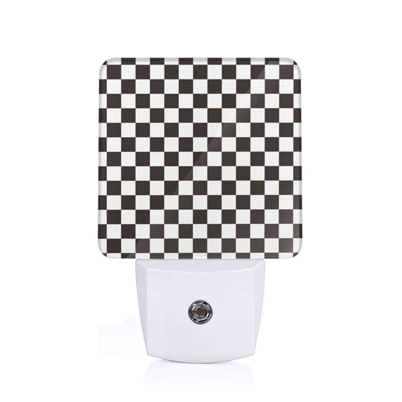 Goofa Black and White Checkerboard Night Light, Plug-in, Dusk to Dawn Sensor, Warm White, Ambient Lighting, Ideal Kids Adults Nightlight-US