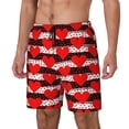 thumbnail image 1 of Goofa Black and white striped and red hearts Print Men's Swim Trunks Board Shorts Quick Dry Mens Swimming Trunks with Compression Liner,Breathable Fit Hawaii Beach Shorts-Medium, 1 of 6
