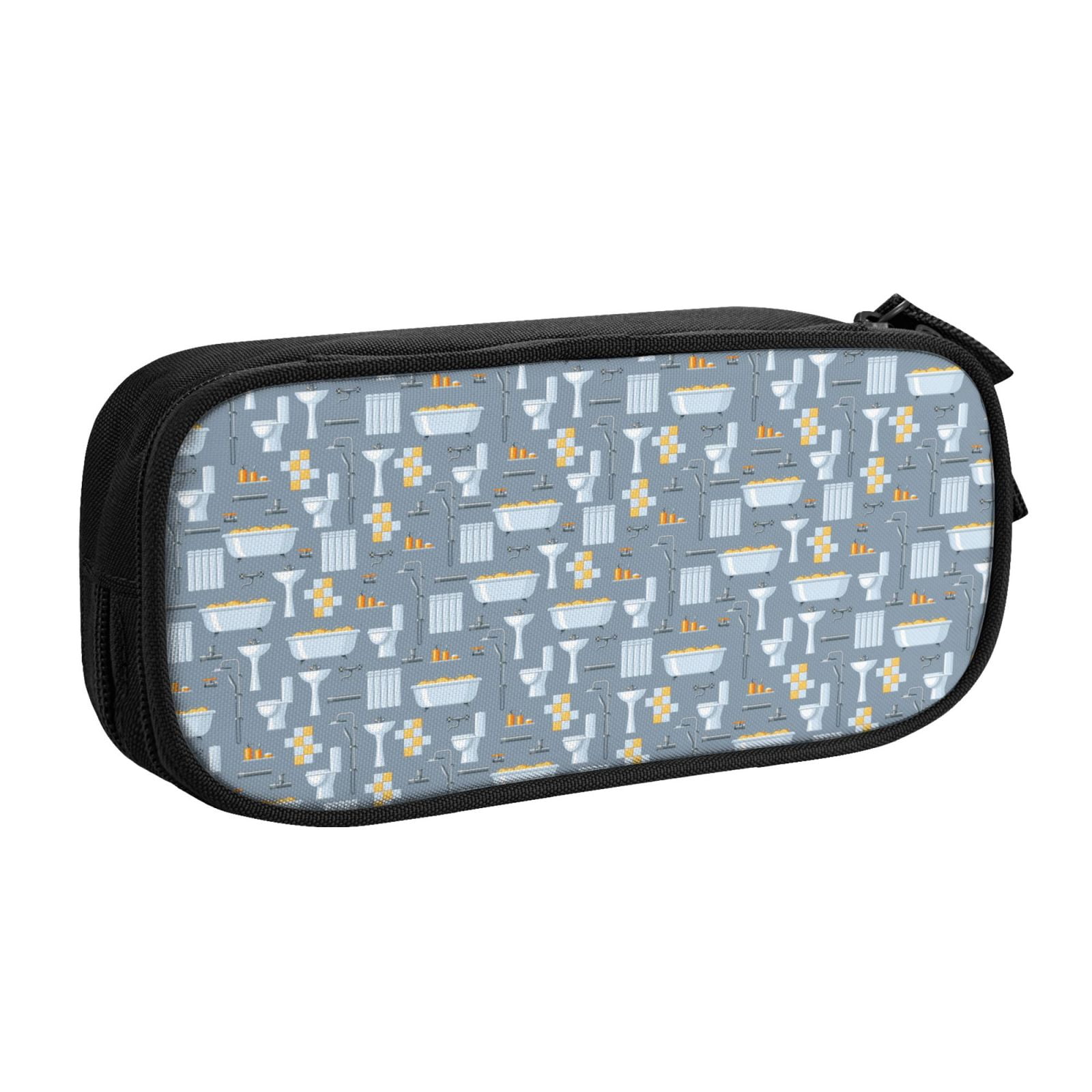 Goofa Blue Bathroom Pattern Big Capacity Pencil Pen Case Office College ...