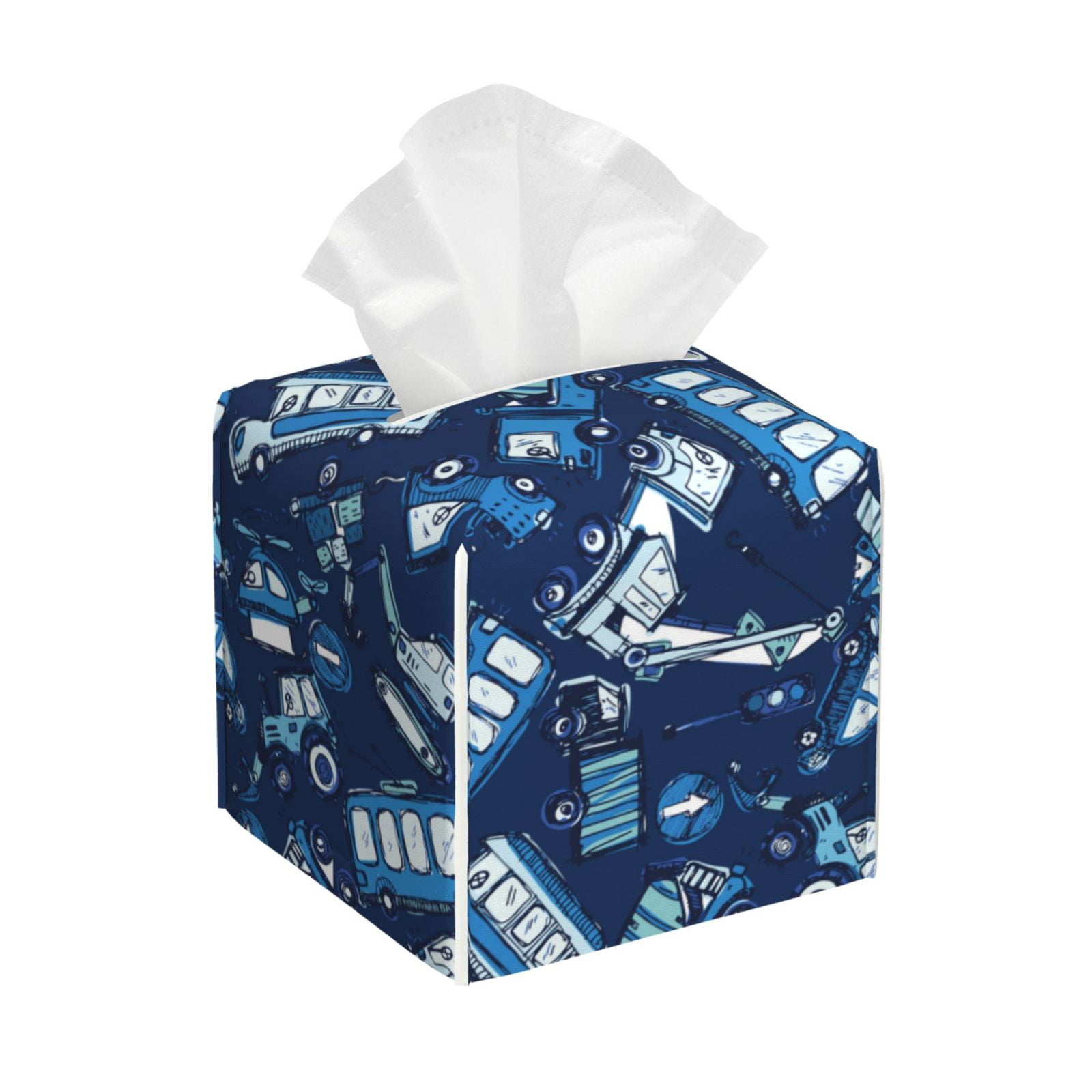 Goofa Blue Bus Tissue Box Cover PVC Leather Tissue Holder Square Facial ...