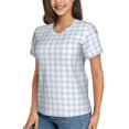 thumbnail image 1 of Goofa Blue Checkboard Pattern Women's Slim-Fit Short-Sleeve V-Neck T-Shirt,Classic-Fit Short-Sleeve V-Neck T-Shirt-3X-Large, 1 of 5