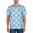 thumbnail image 1 of Goofa Blue Fish Scale Texture Pattern Mens Golf Shirt Baseball T-shirt Moisture Wicking Dry Fit Performance Sport Short Sleeve Striped Golf Polo Shirts-XX-Large, 1 of 7