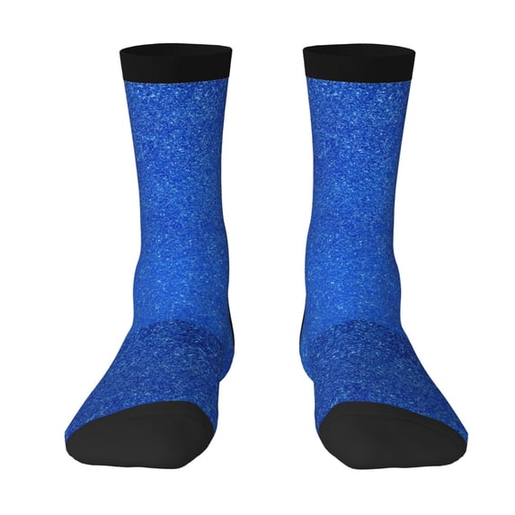 Goofa Blue Glitter Printed Men's Crew Socks, Soft Durable Breathable Moisture-Wicking with Odor Control Cotton socks