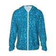 thumbnail image 1 of Goofa Blue Glitter Printed Women's UPF 50+ Sun Protection Hoodie Jacket Lightweight Long Sleeve Sun Shirt for Women with Pocket Hiking Outdoor-Large, 1 of 9