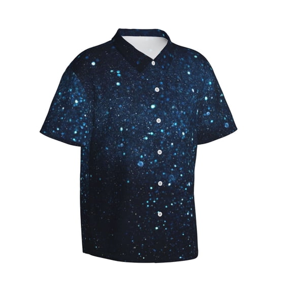 Goofa Blue Glitter Retro Hawaiian Shirt for Men, Unisex Summer Beach Casual Short Sleeve Button Down Shirts,Aloha Tropical Floral print shirt-3X-Large