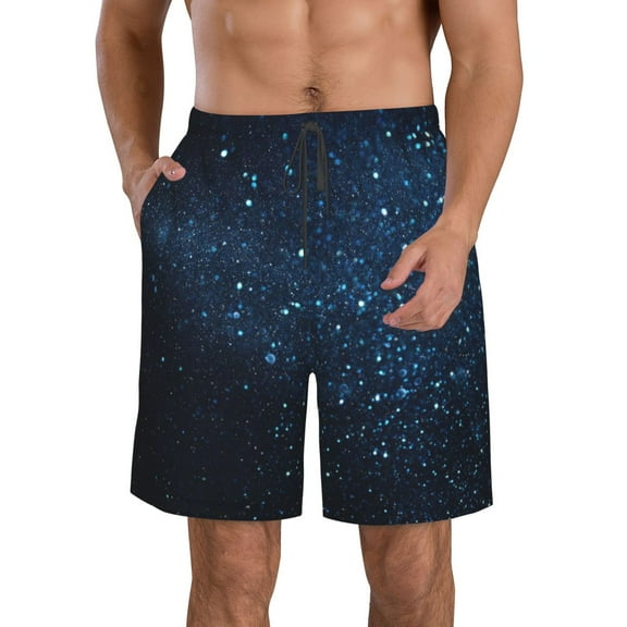 Goofa Blue Glitter Retro Printed Mens Swim Trunks Summer Quick Dry Short Beach Swimwear Bathing Suits-3X-Large