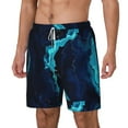 thumbnail image 1 of Goofa Blue Marble And Gold Printed Men's Swim Trunks Board Shorts Quick Dry Mens Swimming Trunks with Compression Liner,Breathable Fit Hawaii Beach Shorts-X-Large, 1 of 9