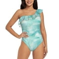 thumbnail image 1 of Goofa Blue Marble Pattern Women's One Piece Swimsuits Tummy Control Bathing Suits Asymmetric One Shoulder Swimwear-Large, 1 of 6