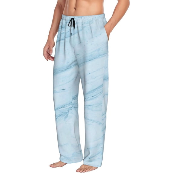 Goofa Blue Marble Printed Soft Pajama Pants for Men, Wide Leg Comfy Casual Lounge Yoga Pants-