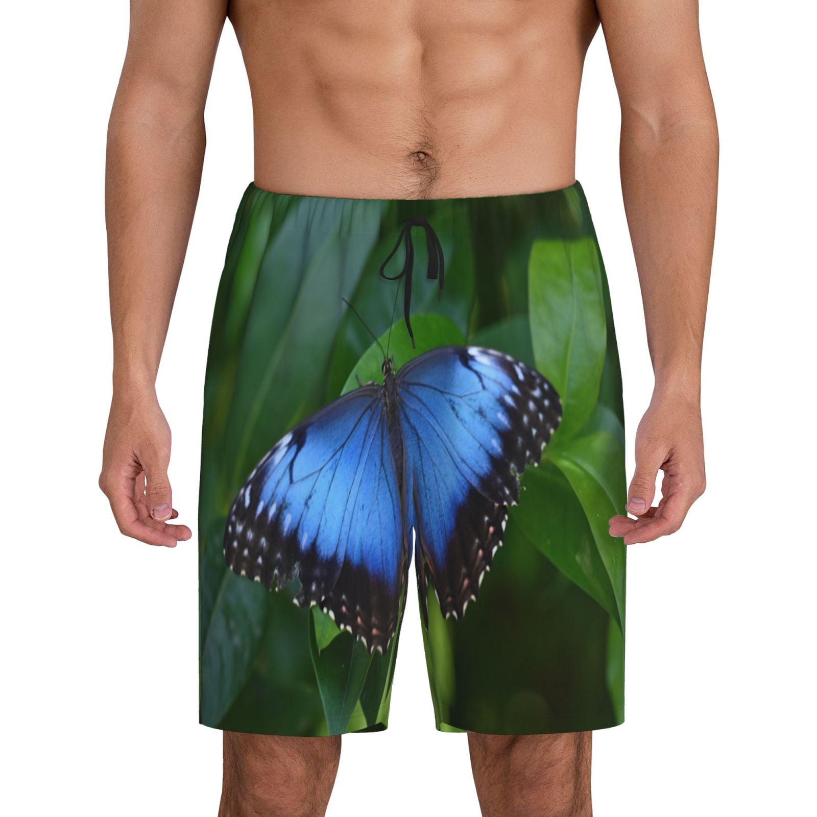 Blue And Pink Butterfly Print Men's Shorts