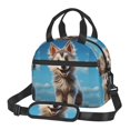 Goofa Blue Sky Cute Wolf Pattern Lunch Bag ,Insulated Lunch Box, Small