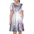thumbnail image 1 of Goofa Blue Swirl Fireworks Pattern Women Summer Short Sleeve Midi Dress with Pockets Casual Aline Flowy Tshirt Dress Vocation Beach Sundress, 1 of 6