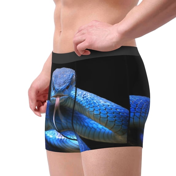 Goofa Blue Viper Snake Printed Men's Boxer Briefs Underwear, Moisture-Wicking Underwear, Trunk,Soft and Breathable Cotton Underwear-Medium