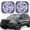 thumbnail image 1 of Goofa Blue And White Porcelain Pattern Pattern 2 Piece Car Windshield Sun Shade Foldable | Front Windshield Shade for Sun, Heat and UV Rays | Sunshade for Car Front Window-Small, 1 of 7
