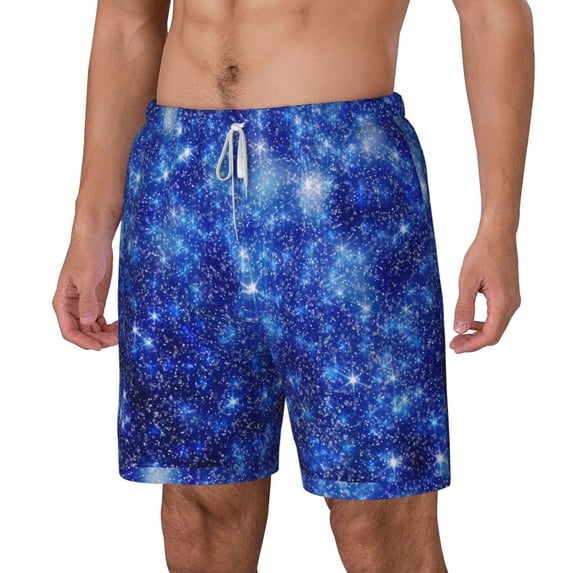 Goofa Blurred Star Snow Christmas Printed Men's Swim Trunks Board Shorts Quick Dry Mens Swimming Trunks with Compression Liner,Breathable Fit Hawaii Beach Shorts-XX-Large