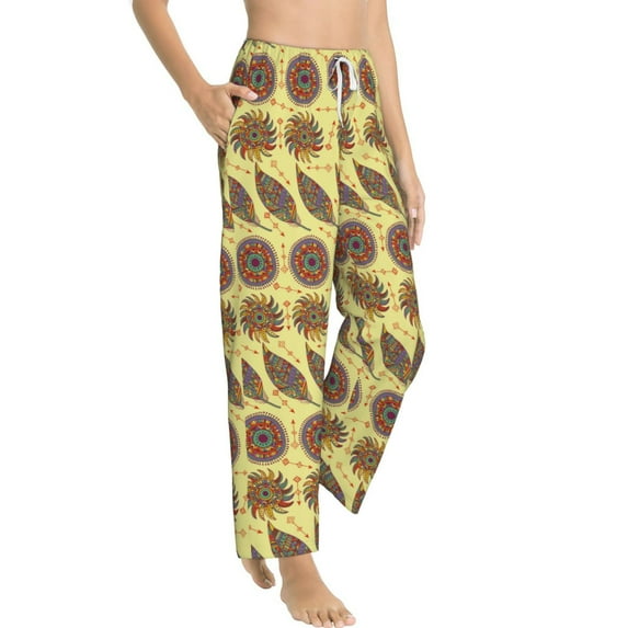 Goofa Bohemia Printed Soft Pajama Pants for Women, Wide Leg Comfy Casual Lounge Yoga Pants-Medium