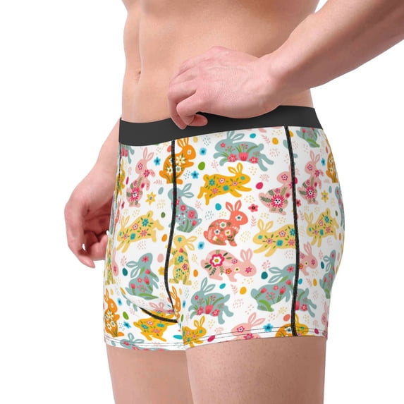 Goofa Boho Bunny Printed Men's Boxer Briefs Underwear, Moisture-Wicking Underwear, Trunk,Soft and Breathable Cotton Underwear-X-Large