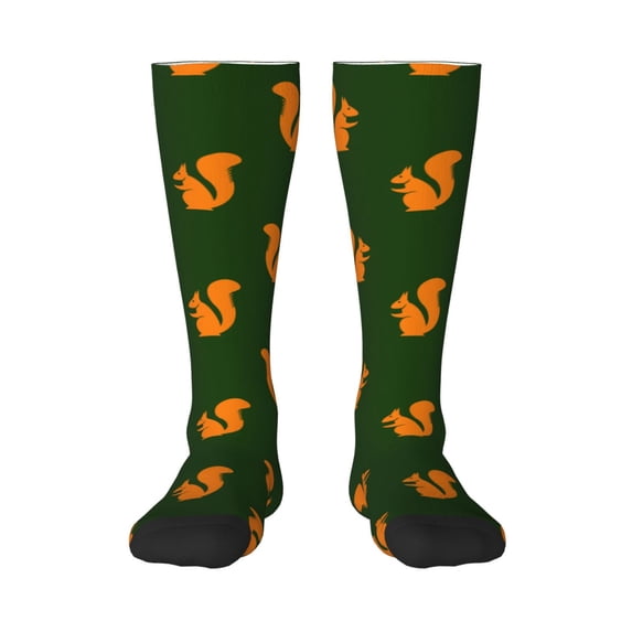 Goofa Bold Squirrel Silhouettes Pattern Adult Stockings, Color-Block Knee High Socks, Comfortable and Breathable, Soft and Stretchable, Sports, and Decoration