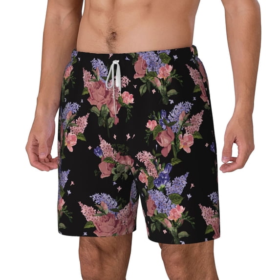 Goofa Bouquet Printed Men's Swim Trunks Board Shorts Quick Dry Mens Swimming Trunks with Compression Liner,Breathable Fit Hawaii Beach Shorts-XX-Large