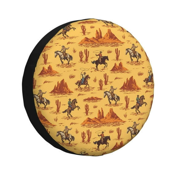 Goofa Brave Cowboys Pattern Universal Tire Cover for Jeep, SUV, Truck, and Trailer – Waterproof, UV-Resistant,Easy to Install, Fits 14"-17" Tires-14 inch