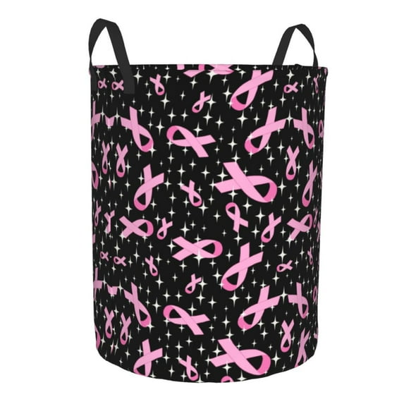 Goofa Breast Cancer Awareness (2) Printed Circular Hamper,Laundry Basket with Handles,Storage Baskets Foldable,Large Capacity Laundry Hamper-Medium