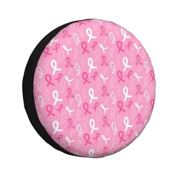 Goofa Breast Cancer Awareness (3) Pattern Universal Tire Cover for Jeep, SUV, Truck, and Trailer – Waterproof, UV-Resistant,Easy to Install, Fits 14"-17" Tires-16 inch