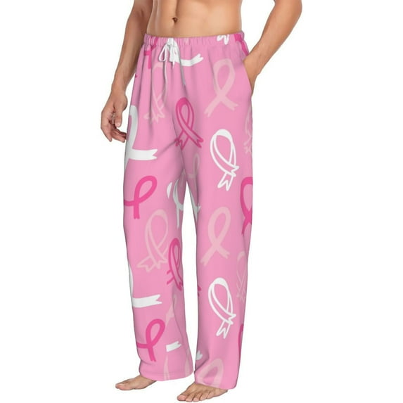 Goofa Breast Cancer Awareness (3) Printed Soft Pajama Pants for Men, Wide Leg Comfy Casual Lounge Yoga Pants-XX-Large
