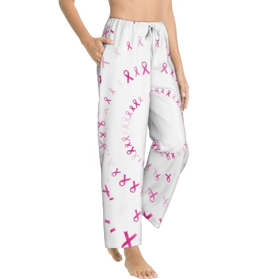Goofa Breast Cancer Awareness (4) Printed Soft Pajama Pants for Women, Wide Leg Comfy Casual Lounge Yoga Pants-XX-Large