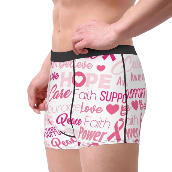 Goofa Breast Cancer Pink Ribbons Awareness (2) Printed Men's Boxer Briefs Underwear, Moisture-Wicking Underwear, Trunk,Soft and Breathable Cotton Underwear-X-Large