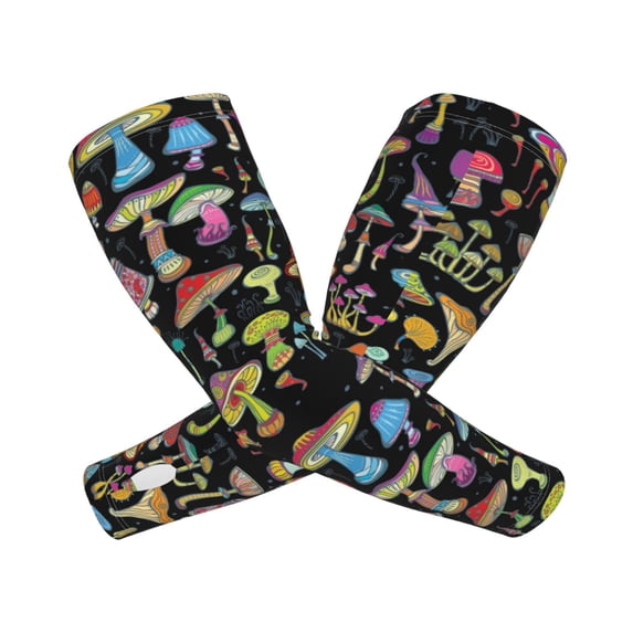 Goofa Bright Mushrooms Pattern UV Sun Protection Arm Sleeves, UPF 50 Sports Cooling Arm Compression Sleeves for Men Women Teenager