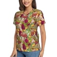 thumbnail image 1 of Goofa Bright Mushrooms Pattern Women's Slim-Fit Short-Sleeve V-Neck T-Shirt,Classic-Fit Short-Sleeve V-Neck T-Shirt-Small, 1 of 5