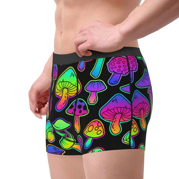 Goofa Bright Mushrooms Printed Men's Boxer Briefs Underwear, Moisture-Wicking Underwear, Trunk,Soft and Breathable Cotton Underwear-XX-Large