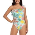 thumbnail image 1 of Goofa Bright Peach Pattern Women's One Piece Swimsuits Tummy Control Bathing Suits Asymmetric One Shoulder Swimwear-Small, 1 of 6