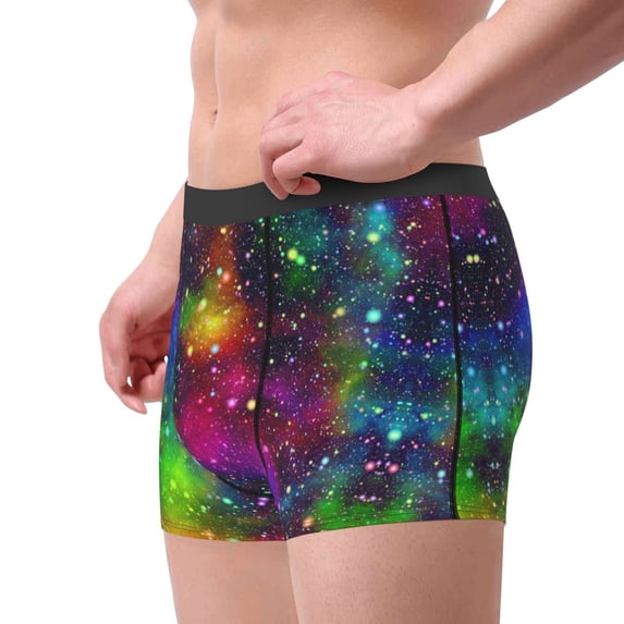 Goofa Bright Universe Printed Men's Boxer Briefs Underwear, Moisture-Wicking Underwear, Trunk,Soft and Breathable Cotton Underwear-X-Large