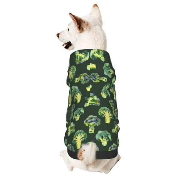 Goofa Broccoli 3 Pattern Small Dog Sweater Hoodies Pet Grey Hooded Soft Fleece Sweatshirts with Pocket Fall Winter Puppy Cat Sweaters Warm Clothes-X-Small