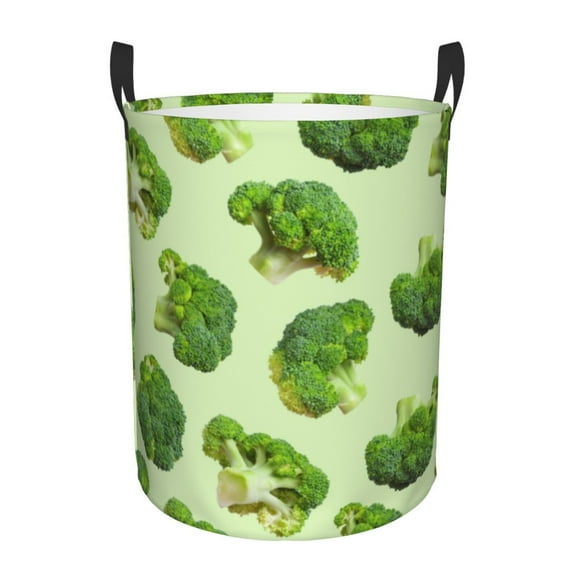 Goofa Broccoli 3 Printed Circular Hamper,Laundry Basket with Handles,Storage Baskets Foldable,Large Capacity Laundry Hamper-Small