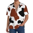 thumbnail image 1 of Goofa Brown Black Cow Printed Men's Casual Short-sleeved Shirt,Lightweight Breathable Button-down,Summer Casual men's top,Versatile Fashion shirt-XX-Large, 1 of 7