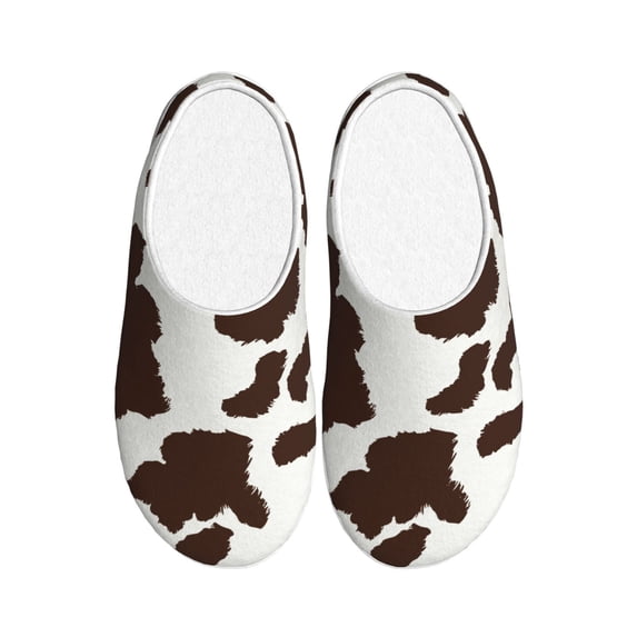 Goofa Brown Cow Print Womens Mens Cotton Lightweight House Slippers , Washable Home Slippers,Indoor Comfy Bedroom Cozy Slippers-42/43