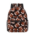 thumbnail image 1 of Goofa Brown Football On Black Pattern Comfortable Student Backpack - Ergonomic Design, Durable, Water-Resistant, Multi-Compartment,Travel, and Outdoor Activities, 1 of 5