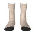 thumbnail image 1 of Goofa Brown Gingham Printed Men's Crew Socks, Soft Durable Breathable Moisture-Wicking with Odor Control Cotton socks, 1 of 9