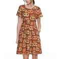thumbnail image 1 of Goofa Brown Owl Pattern Women Summer Short Sleeve Midi Dress with Pockets Casual Aline Flowy Tshirt Dress Vocation Beach Sundress, 1 of 6