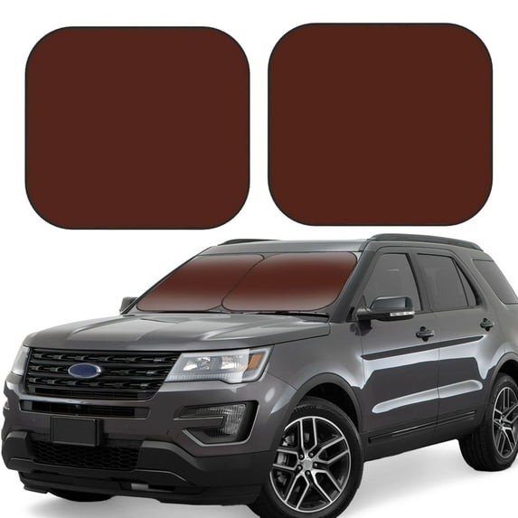 Goofa Brown Pattern 2 Piece Car Windshield Sun Shade Foldable | Front Windshield Shade for Sun, Heat and UV Rays | Sunshade for Car Front Window-Large