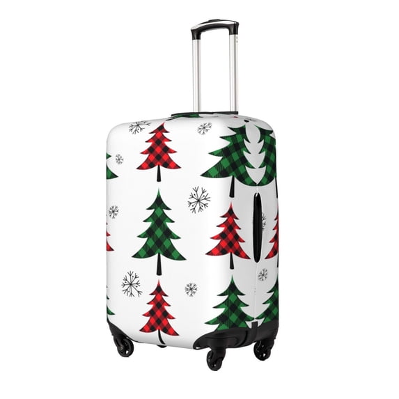 Goofa Buffalo Plaid Christmas Trees Pattern Luggage Covers For Suitcase,Suitcase Cover Protector Fit 18-32 Inch Luggage-X-Large