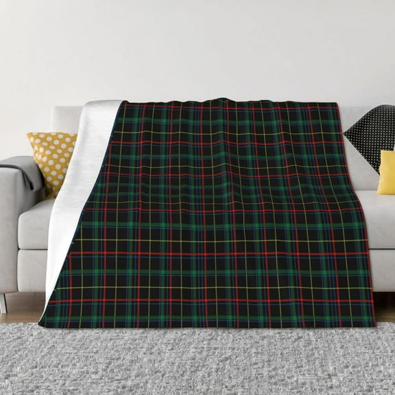 Goofa Buffalo Plaid Dark Green Pattern Fleece Throw Blanket for Couch, Soft Checkered Flannel Blanket for Sofa, Warm Cozy Decorative Blanket Fall Decor Gift-