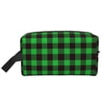 thumbnail image 1 of Goofa Buffalo Plaid Green Black Printed Toiletry Bag with Handle,Large Capacity Travel Makeup Cosmetic Bag for Women, Carry on Airport Airline Compliant Bag, 1 of 9