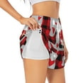 thumbnail image 1 of Goofa Buffalo Plaid Love And Gnome Printed Women 2 in 1 Running Shorts,Quick Dry Athletic Workout Shorts,High Waisted Athletic Shorts with Liner Pockets-X-Large, 1 of 9
