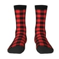 thumbnail image 1 of Goofa Buffalo Plaid Red Black Printed Men's Crew Socks, Soft Durable Breathable Moisture-Wicking with Odor Control Cotton socks, 1 of 9