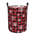thumbnail image 1 of Goofa Buffalo Plaid Snowflakes Printed Circular Hamper,Laundry Basket with Handles,Storage Baskets Foldable,Large Capacity Laundry Hamper-, 1 of 6