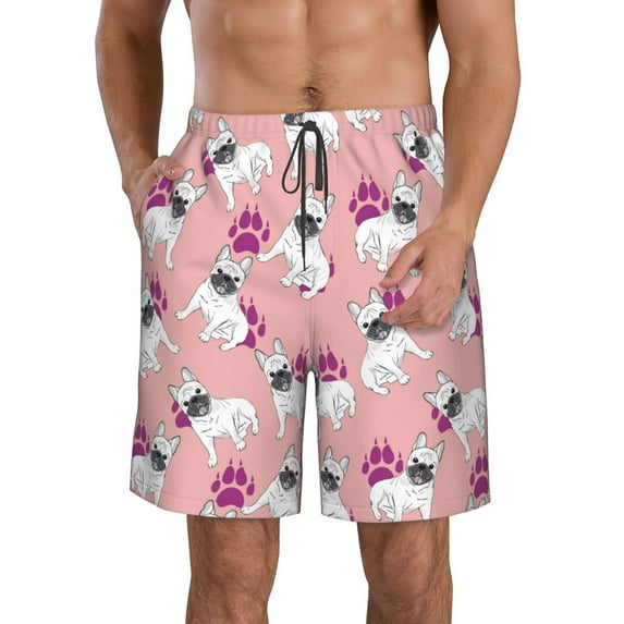 Goofa Bulldog Printed Mens Swim Trunks Summer Quick Dry Short Beach Swimwear Bathing Suits-Medium